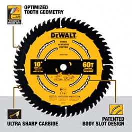 DEWALT DWA11060 10" 60T FINISH SAW BLADE FOR MITER & TABLE SAW